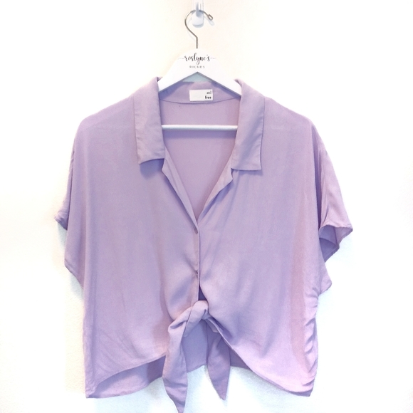 Wilfred Tops - Wilfred Free Lilac Tie Front Button Down Crop Top